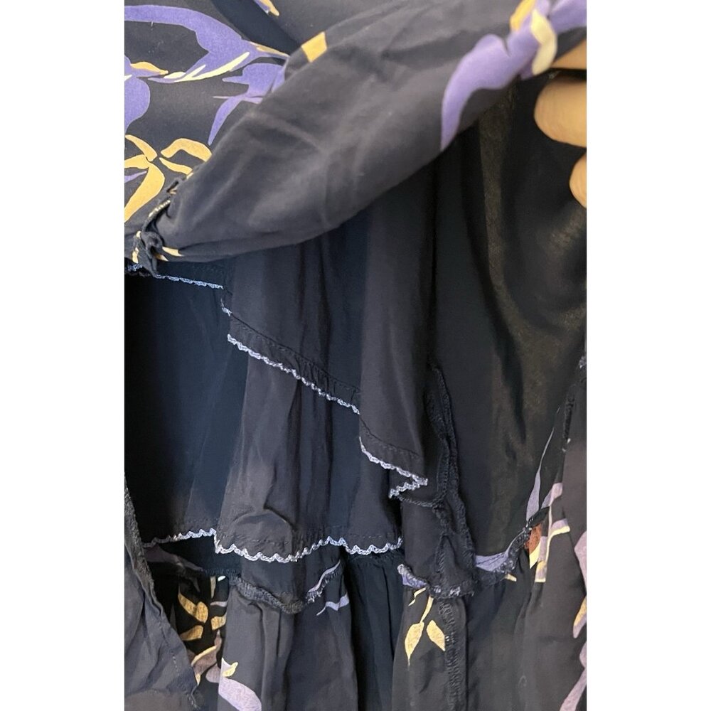 Anthropologie Maeve Women’s Midi Skirt Size 4 Merida Birds Graphic Flounced Blue - Picture 16 of 16
